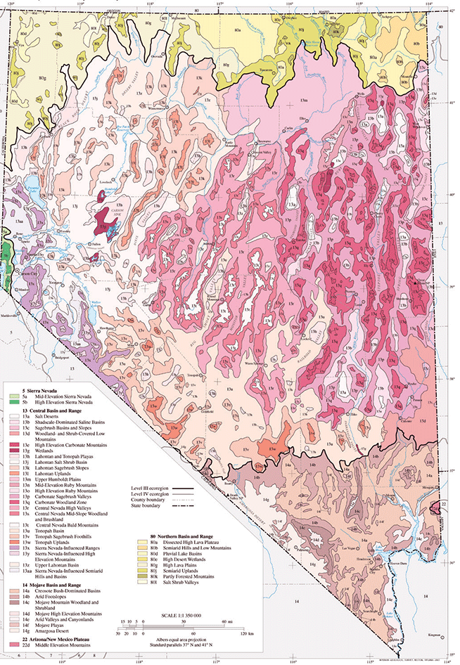 Map of Nevada ecoregions