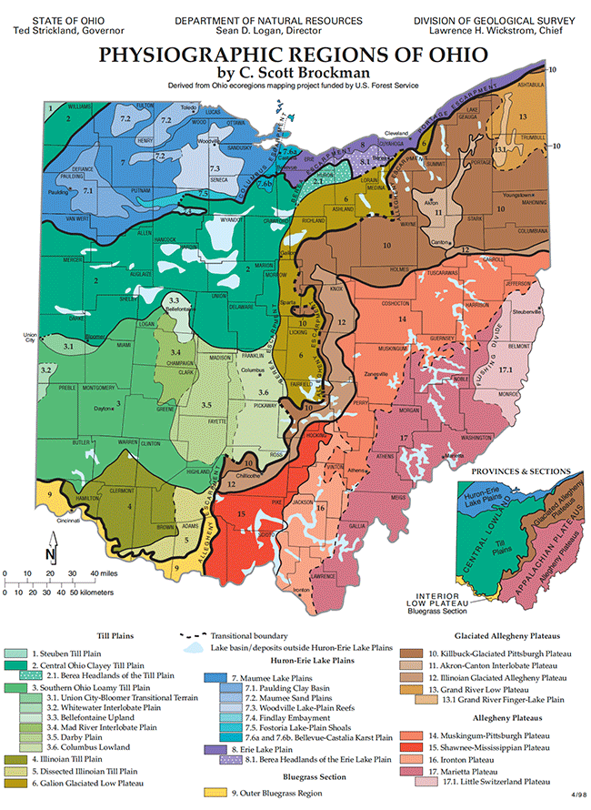 Map of Ohio ecoregions