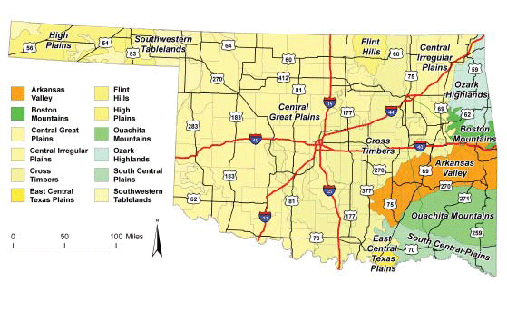 Map of Oklahoma ecoregions