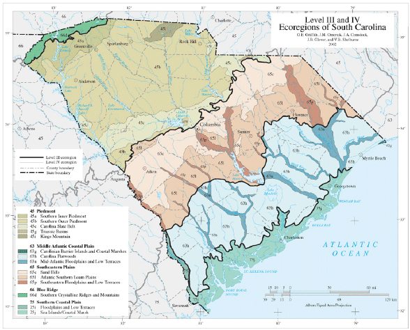 Map of South Carolina ecoregions