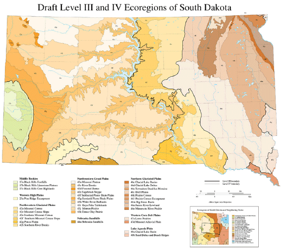 Map of South Dakota ecoregions