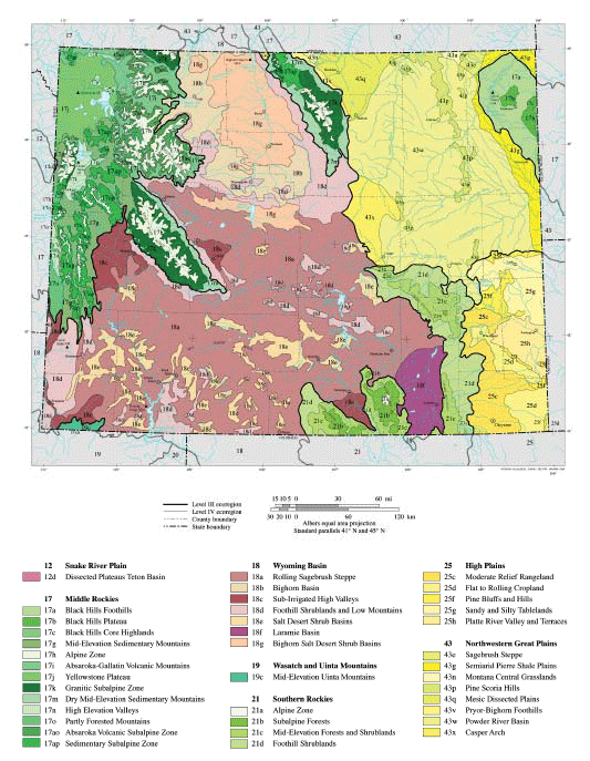 Map of Wyoming ecoregions