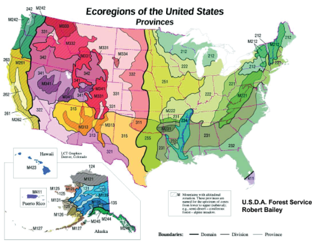 Map of ecoregions of the United States