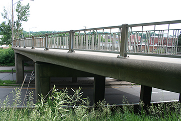 Photograph of a bridge with an aesthetic railing