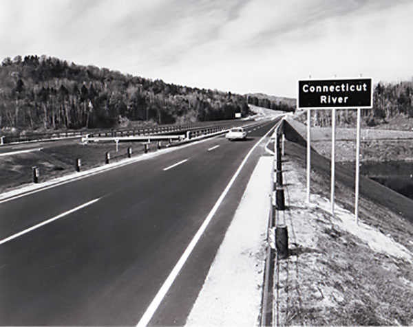 National standards by AASHO (later AASHTO) accommodated increased traveling speeds and new safety features, like shoulders, guardrails, and medians.  (Image courtesy of the Federal Highway Administration.)