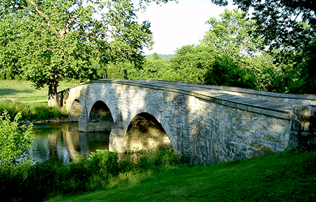 Photo of Burnside Bridge at Antietam National Battlefield, Maryland (Google Earth)