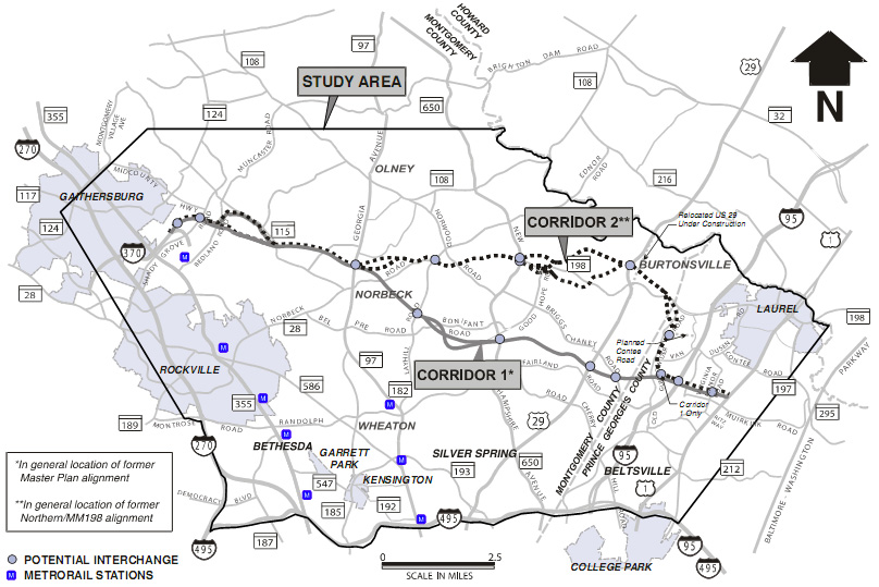 Map of Intercounty Connector Study Area