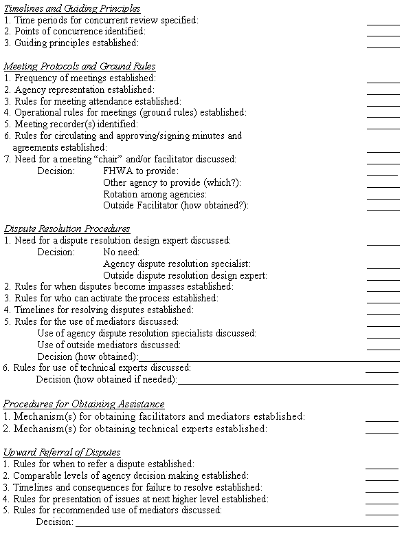 Project-Level Conflict Management and Dispute Resolution Checklist. Click graphic to view text description